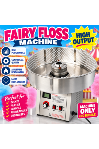 **Back on the 10th Sept 2026**Silver Fairy Floss Machine - HIGH OUTPUT - Machine only (No Bubble)