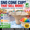 Biodegradable Sno Cone cups 500 x 280mls Flower style